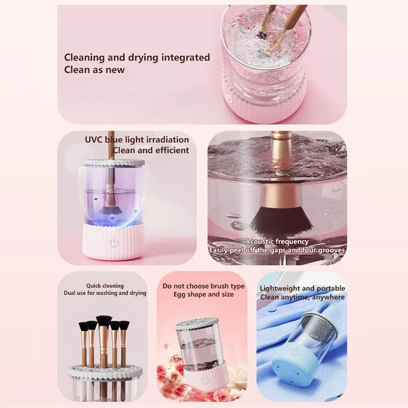 Automatic Electric Makeup Brush Cleaner 3 in 1 5V Beauty Brushes Dryer Visible Multipurpose Cosmetic Brush Cleaning Device Women