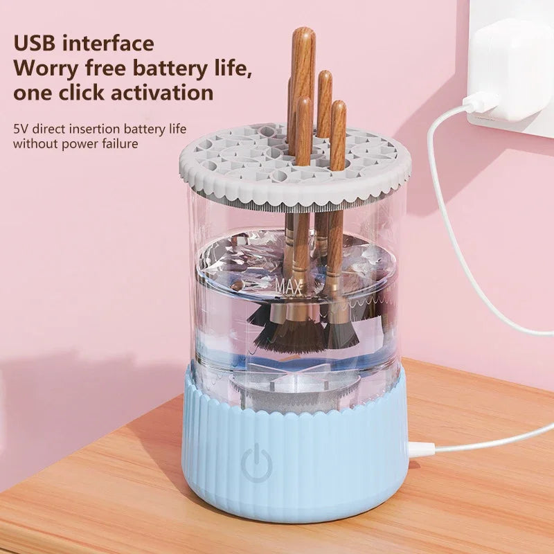 Automatic Electric Makeup Brush Cleaner 3 in 1 5V Beauty Brushes Dryer Visible Multipurpose Cosmetic Brush Cleaning Device Women