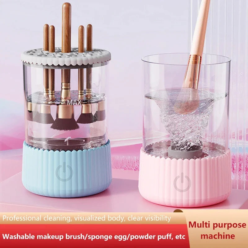 Automatic Electric Makeup Brush Cleaner 3 in 1 5V Beauty Brushes Dryer Visible Multipurpose Cosmetic Brush Cleaning Device Women